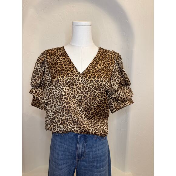 1.STATE Leopard Print Bubble Sleeve Blouse – Size Small - Picture 3 of 8